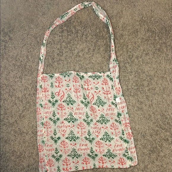 Free People Handbags - Free People Red and Green Patterned Tote christmas bag